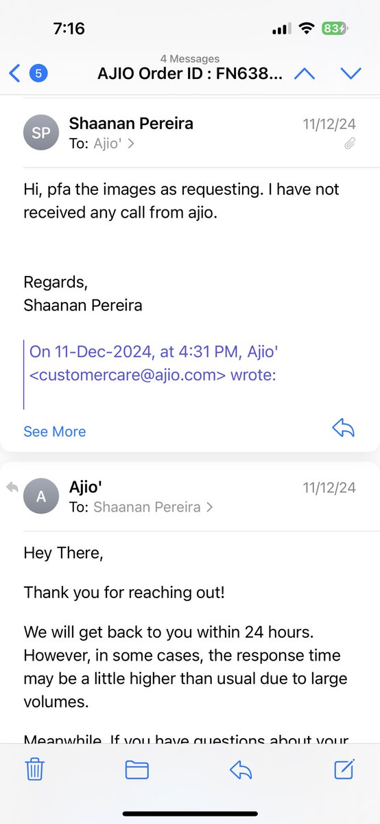 Shaanan's tweet photo. @AJIOLife I received a product which was damaged due to poor packaging and I’ve been trying to get it resolved but my ticket was marked resolved without resolution. I’ve been trying to get in touch with customer support but no response. What is this kind of customer service? https://t.co/jIlnrVHfNy