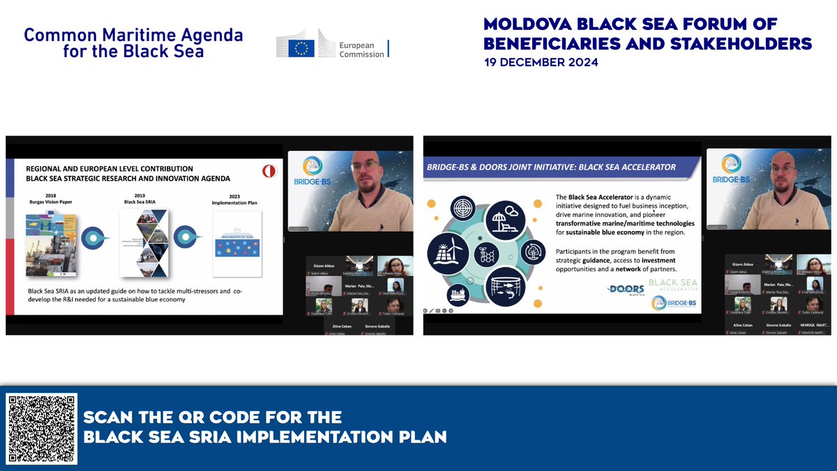Black Sea SRIA Implementation Plan spotlighted at Moldova Black Sea Forum by <a href="/EU_BlackSeaAM/">Common Maritime Agenda for the Black Sea</a>, gathering #BlackSea beneficiaries &amp; stakeholders!

#BRIDGEBS Co-Coord. <a href="/mustyucel/">Mustafa Yucel</a> showcased 5 years of SRIA IP, sharing collaborative efforts driving R&amp;I and #BlueEconomy in the region.