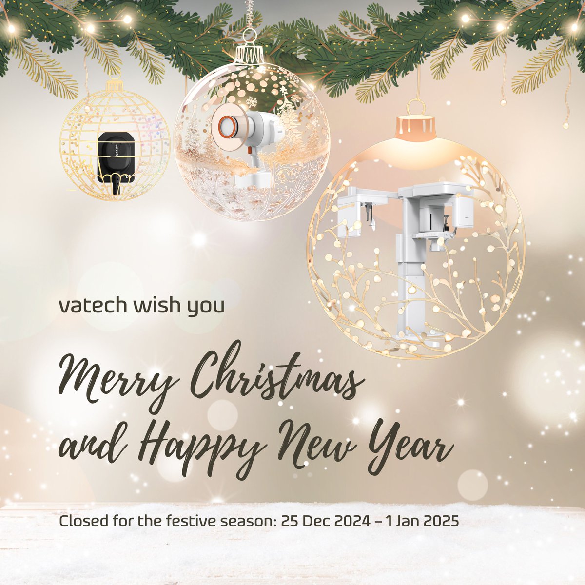 To our Vatech family, old and new – we can’t thank you enough for your unwavering support this year ⠀
Wishing you all a Merry Christmas and a Happy New Year. Here’s to bigger successes in 2025 – we look forward to continuing this journey together.
#vatech #AlwaysonYourSide #CBCT