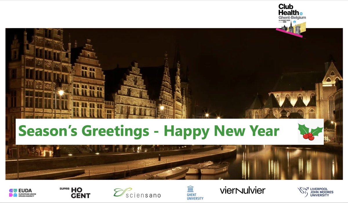 Club Health Ghent 2025 (@clubhconference) on Twitter photo Season's Greetings and a Happy New Year. theclubhealthconference.com
<a href="/AndrewMBennett1/">Andrew M Bennett</a> <a href="/ZaraQuigg/">Zara Quigg</a>
<a href="/WeAreTheLoopUK/">The Loop</a> <a href="/LJMUPHI/">Public Health @ LJMU</a> <a href="/sciensano/">Sciensano</a>
<a href="/Hogeschool_Gent/">HOGENT</a> <a href="/irefrea/">IREFREA Portugal</a> <a href="/IrefreaEs/">IREFREA España</a>
<a href="/GlobalDrugSurvy/">Global Drug Survey</a> <a href="/judithnoijen/">Judith Noijen</a>
<a href="/markabellis/">Mark Bellis</a> <a href="/NickyDirkx/">Nicky Dirkx</a> <a href="/Sarahcmorton/">Sarah Morton</a> Season's Greetings and a Happy New Year. theclubhealthconference.com
<a href="/AndrewMBennett1/">Andrew M Bennett</a> <a href="/ZaraQuigg/">Zara Quigg</a>
<a href="/WeAreTheLoopUK/">The Loop</a> <a href="/LJMUPHI/">Public Health @ LJMU</a> <a href="/sciensano/">Sciensano</a>
<a href="/Hogeschool_Gent/">HOGENT</a> <a href="/irefrea/">IREFREA Portugal</a> <a href="/IrefreaEs/">IREFREA España</a>
<a href="/GlobalDrugSurvy/">Global Drug Survey</a> <a href="/judithnoijen/">Judith Noijen</a>
<a href="/markabellis/">Mark Bellis</a> <a href="/NickyDirkx/">Nicky Dirkx</a> <a href="/Sarahcmorton/">Sarah Morton</a>