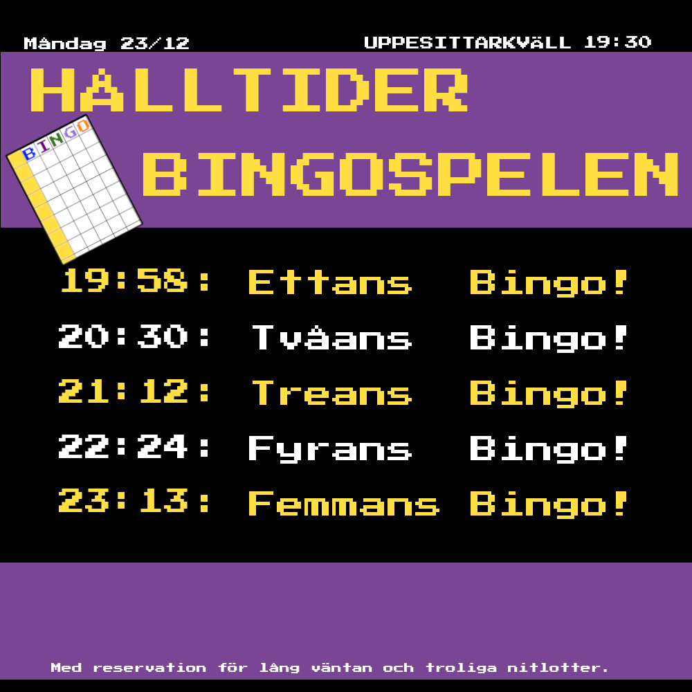 Som traditionen bjuder. Så ni kan göra annat emellan. #bingolotto