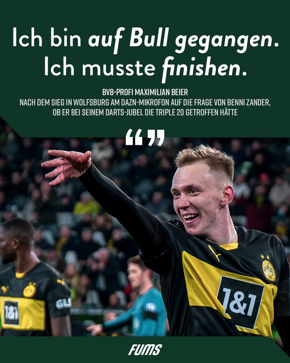 Maxi ‚Bullseye‘ Beier versenkt den VfL Wolfsburg mit zwei Torbeteiligungen. Volles #Darts-Fieber auch bei euch? #BVB
___
Onehundreeedaandeightyyyyy: <a href="/fums_magazin/">FUMS</a>