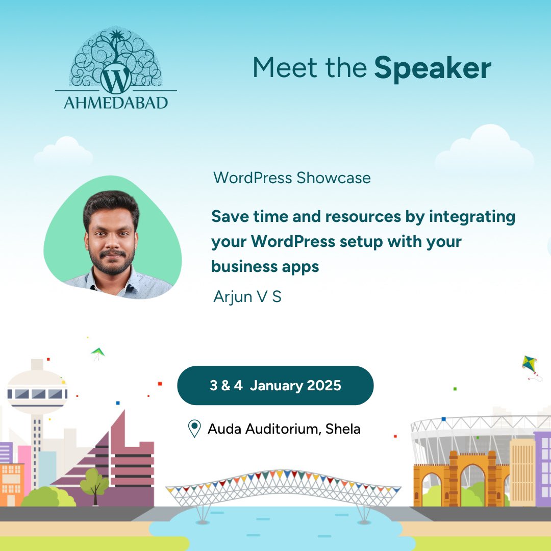 🌟 Meet Arjun at WordCamp Ahmedabad 5.0 for his session, “Solving Integration Challenges for Growing WordPress Businesses.” Learn to streamline workflows with Zoho’s integration platform! 🚀✨ 

🔗 shorturl.at/57WVE

#WCAhmedabad #WordPress #Ahmedabad
