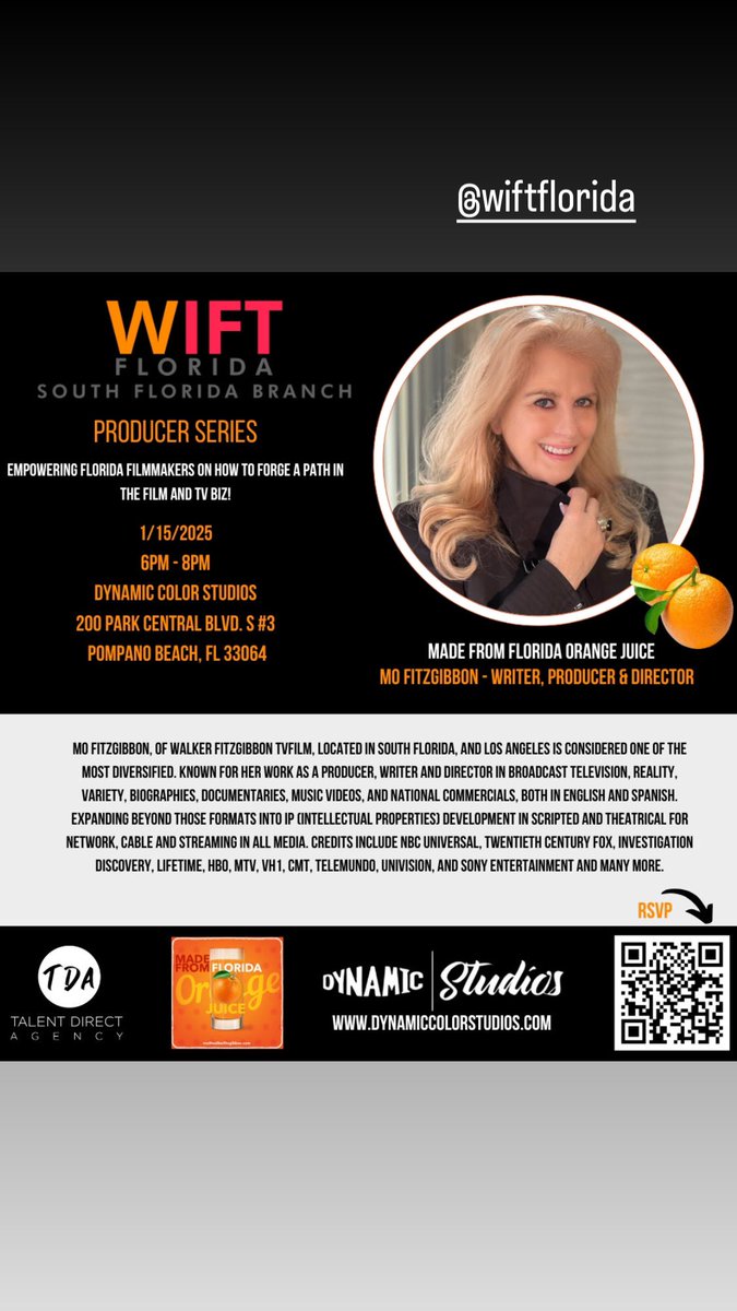 Women In Film TV Fl Producers Series Mo Fitzgibbon 1/15/25 Dynamic Color Studios <a href="/TalentDirectFL/">Talent Direct Agency</a> <a href="/dynamiccolorco/">Dynamiccolor</a> <a href="/WomenInFilm/">WIF</a> #womeninfilmtvflorida <a href="/WalkerFitzFilm/">MOWalkerFitzFilm</a>