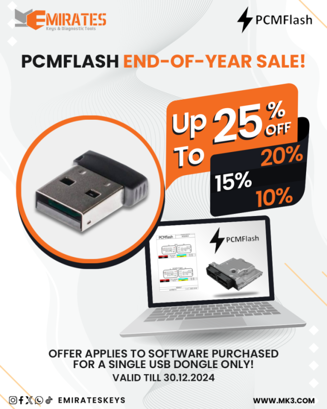 ⚡️👨‍💻 PCMFlash 👨‍💻⚡️

⚡order amount less than 320$ ➡️ 10% off 
⚡order amount more than 320$ and less than 640$ ➡️15% off 
⚡order amount more than 640$ and less than 1290$ ➡️ 20% off 
⚡order amount more than 1290$ ➡️ 25% off 

mk3.com/scanmatik