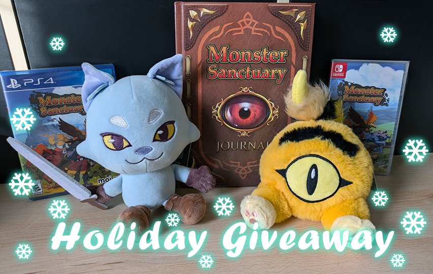 moi rai games | Aethermancer | Monster Sanctuary (@moi_rai_) on Twitter photo Big Monster Sanctuary Holiday Giveaway!
Win Plushies, Limited run physical editions of Monster Sanctuary or a Monster Journal!
Follow <a href="/moi_rai_/">moi rai games | Aethermancer | Monster Sanctuary</a> , like and retweet this post to participate. Giveaway runs until 31.12.2024 - 15 winners get a price of their choice!
Good Luck! Big Monster Sanctuary Holiday Giveaway!
Win Plushies, Limited run physical editions of Monster Sanctuary or a Monster Journal!
Follow <a href="/moi_rai_/">moi rai games | Aethermancer | Monster Sanctuary</a> , like and retweet this post to participate. Giveaway runs until 31.12.2024 - 15 winners get a price of their choice!
Good Luck!