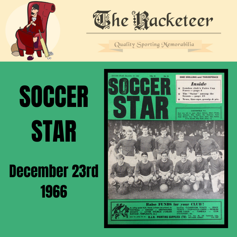 Theracketeer1's tweet image. #OnThisDay in 1966, and @ChesterfieldFC were on the cover of #soccerstar magazine

#ChesterfieldFC #Spireites #footballmagazines #footballmemorabilia 

the-racketeer.co.uk/soccer-star-73…