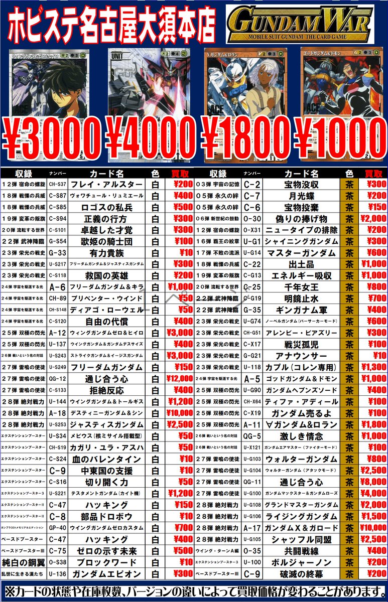 引き続きガンダムウォー買取やってます！ デッキでの査定も大歓迎です