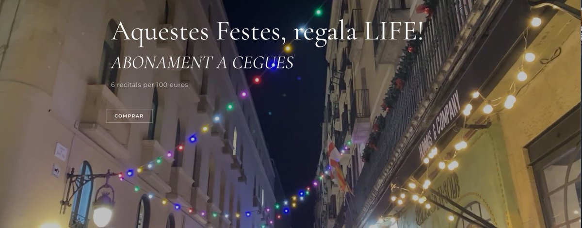 LIFEVictoriaBcn's tweet photo. Aquestes Festes, regala LIFE! 🌟 

Compra el teu abonament a cegues i disfruta d'un preu especial pel #LIFEVictoria25 així quan es presenti la programació podreu gaudir del millor Lied @santpaubcn!

🎟6 recitals per 100 euros

Gaudiu, #LiedLovers!

➡️ https://t.co/1HlOvoBFD1 https://t.co/CvW7cVAY1Y