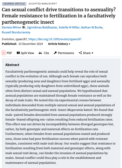 So excited to share that the first chapter of my PhD is out as an advance article in <a href="/journal_evo/">Evolution Journal</a>!!! 🤩🎉🪲🎉🤩
doi.org/10.1093/evolut…