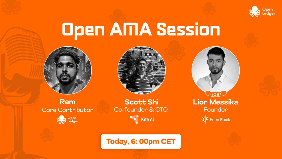 Openledger (@openledgerhq) on Twitter photo Come join us as we tune into the open AMA session hosted by <a href="/dAGIhouse/">dAGIhouse</a>, powered by <a href="/epicweb3/">Epic Web3 🧞♂️</a> , featuring a panel of experts,
<a href="/Ramkumartweet/">Ram</a> from @OpenLedgerHQ ,
<a href="/scottshics/">Scott Shi - e/acc</a> from <a href="/GoKiteAI/">KITE AI</a> ,
and <a href="/lior_eth/">lior.eth (Lior Messika)</a> from <a href="/edenblockvc/">Eden Block</a>
x.com/i/spaces/1lPKq…
at 6PM CET today! Come join us as we tune into the open AMA session hosted by <a href="/dAGIhouse/">dAGIhouse</a>, powered by <a href="/epicweb3/">Epic Web3 🧞♂️</a> , featuring a panel of experts,
<a href="/Ramkumartweet/">Ram</a> from @OpenLedgerHQ ,
<a href="/scottshics/">Scott Shi - e/acc</a> from <a href="/GoKiteAI/">KITE AI</a> ,
and <a href="/lior_eth/">lior.eth (Lior Messika)</a> from <a href="/edenblockvc/">Eden Block</a>
x.com/i/spaces/1lPKq…
at 6PM CET today!