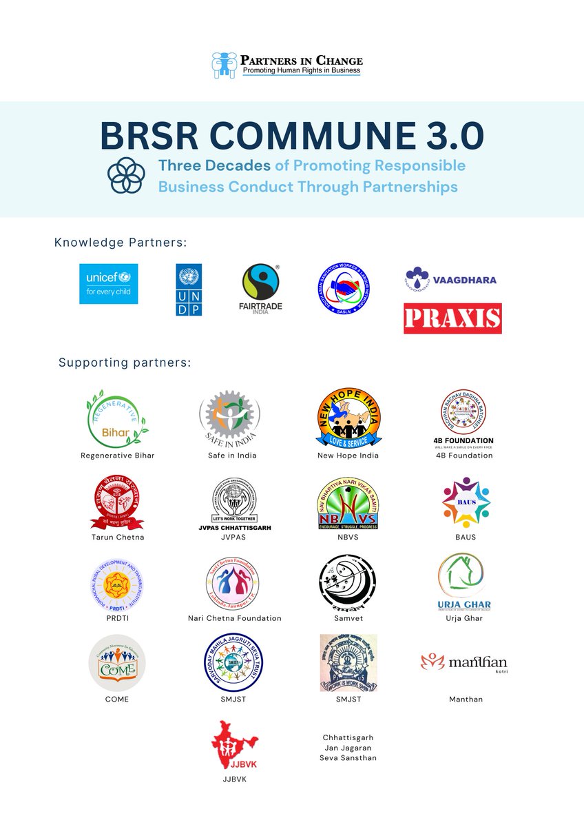 As we celebrate 30 years at Partners in Change, we r grateful for the support of our partners &amp; stakeholders. We r excited to announce those joining us at #BRSRCommune 3.0 to share invaluable insights on responsible business.

📅Jan 9-11, 2025

Register: lnkd.in/gScbWM-4