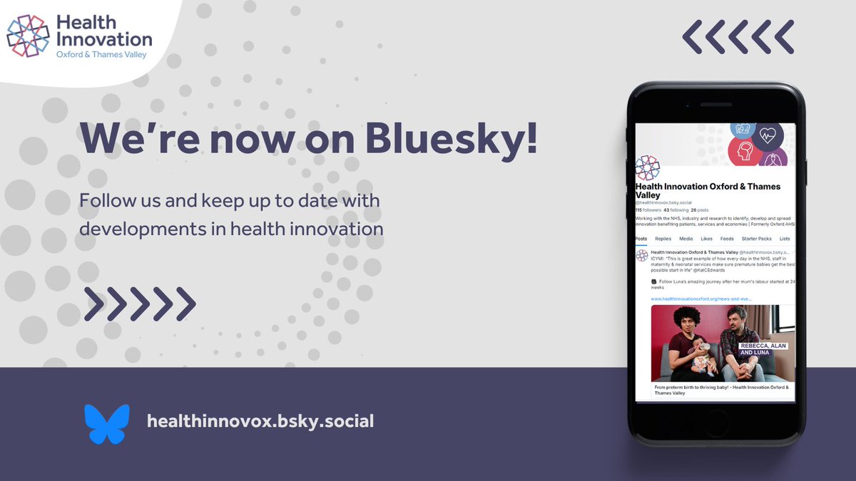 Health Innovation Oxford & Thames Valley (@healthinnovox) on Twitter photo 🦋We’re now on Bluesky!
☑️Follow us and keep up to date with developments in health innovation.
🔵 bsky.app/profile/health… 🦋We’re now on Bluesky!
☑️Follow us and keep up to date with developments in health innovation.
🔵 bsky.app/profile/health…