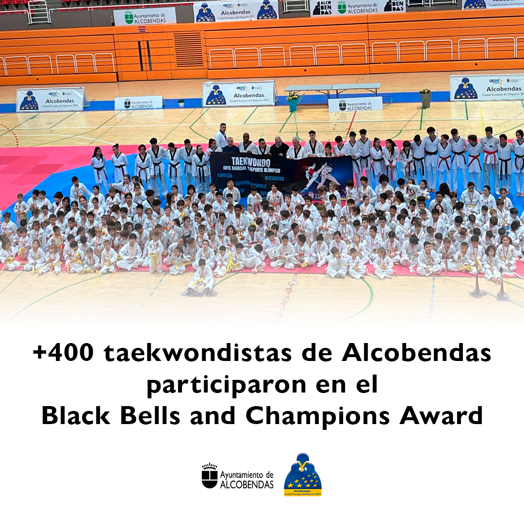 Más de 400 taekwondistas de Alcobendas participaron en el “Black Bells and Champions Award“ organizado por el <a href="/TKDjesustortosa/">TKD Jesús Tortosa</a> en el que cerca de 250 alumnos recibieron el ascenso a un cinturón superior y 8 alumnos más obtuvieron el Cinturón Negro.

#DeporteAlcobendas