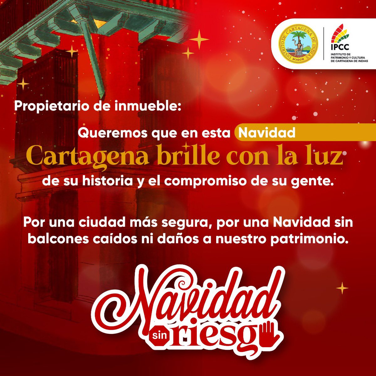 Ipcc_Cartagena's tweet image. 🗣️ Propietario de inmueble:
Esta Navidad, protege el Centro Histórico y su esencia. Cuidar balcones y fachadas es preservar nuestra historia.
Por una 𝓝𝓪𝓿𝓲𝓭𝓪𝓭 𝓼𝓲𝓷 𝓡𝓲𝓮𝓼𝓰𝓸 y un patrimonio seguro para todos.
¡Hagamos brillar a Cartagena!
#NavidadSinRiesgo