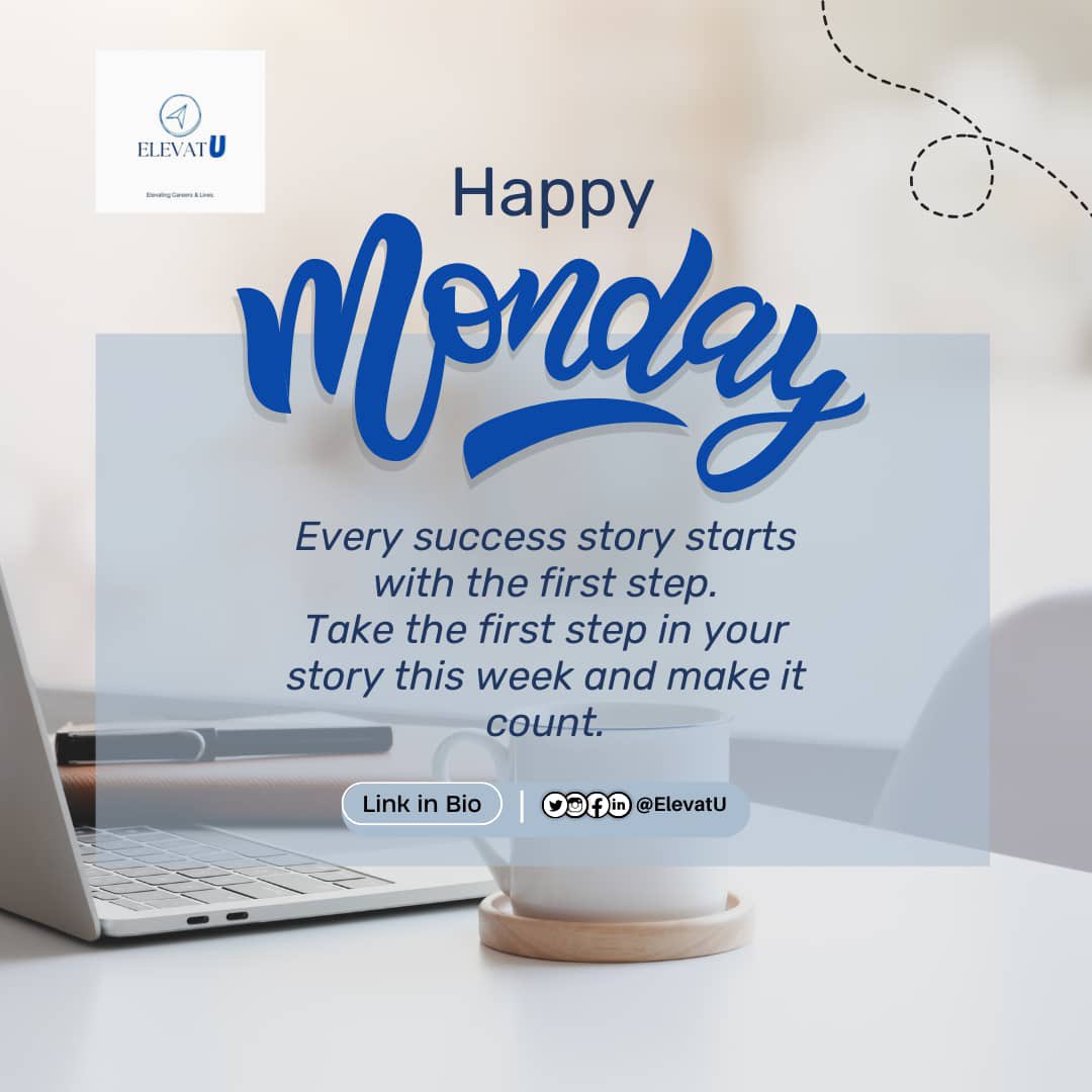 ElevatU_'s tweet photo. Happy Monday!

Every great achievement starts with a single step, and this week is the perfect time to take yours.

What’s one thing you’ll do today to move closer to your goals? Let us know in the comments!

#Elevat #MondayMotivation #ElevatYourSkills #KeepGrowing https://t.co/ylvtLFnoHh