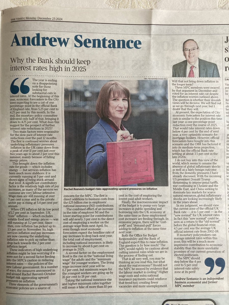 Andrew Sentance (@asentance) on Twitter photo Despite the gloomy economic headlines, don’t expect the Bank of England to come to the rescue with big cuts in interest rates. UK Bank Rate of 4-5 percent should be regarded as the “new normal”. My latest <a href="/thetimes/">The Times and The Sunday Times</a> column …
thetimes.com/article/64510c… Despite the gloomy economic headlines, don’t expect the Bank of England to come to the rescue with big cuts in interest rates. UK Bank Rate of 4-5 percent should be regarded as the “new normal”. My latest <a href="/thetimes/">The Times and The Sunday Times</a> column …
thetimes.com/article/64510c…