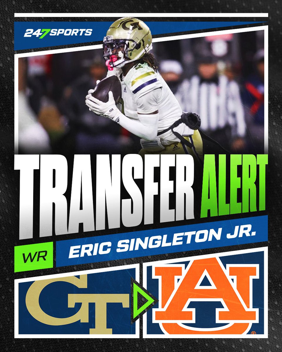NathanKing247's tweet photo. Happy Monday morning.

Georgia Tech transfer receiver Eric Singleton Jr. has committed to Auburn.

Tigers land the top-ranked WR and No. 3 overall player in the portal https://t.co/wASFDlr9Fu https://t.co/Miw8HfHXJC