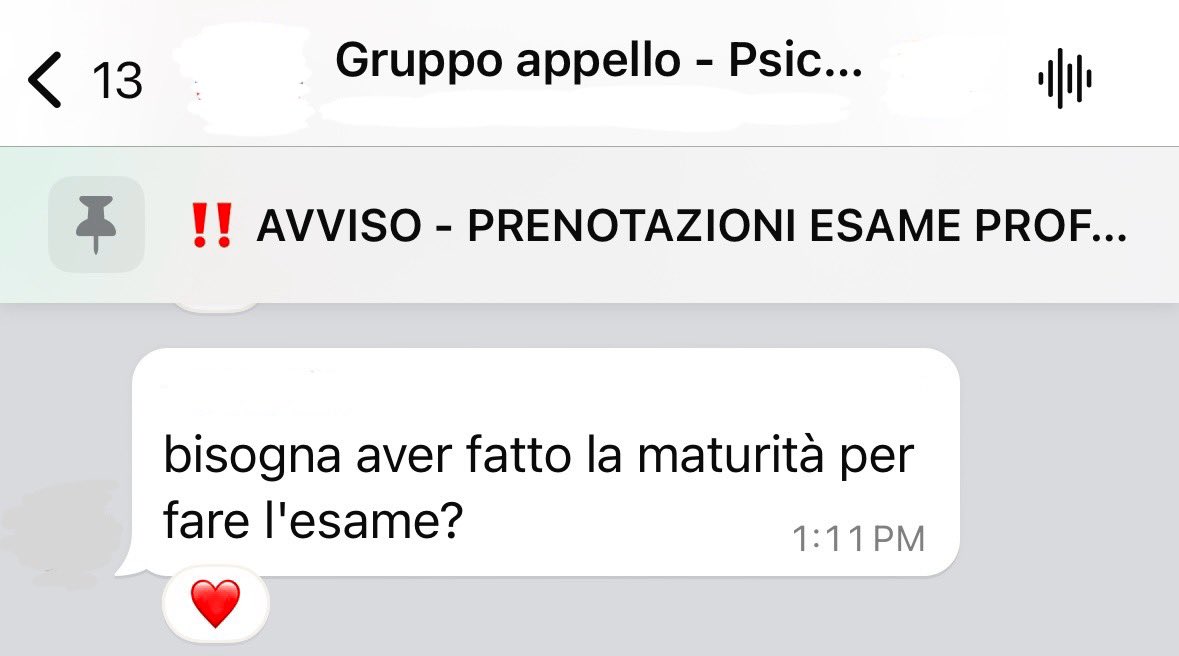 intanto sul gruppo dell’università: