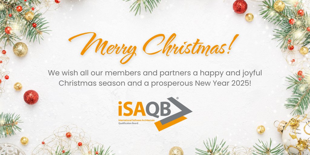 ✨ We would like to thank all #iSAQB members, partners, employees, supporters and friends for a successful year 2024. 🙏 We wish you and your loved ones a relaxed, happy and, above all, peaceful Christmas season and a good start to the New Year. We look forward to 2025 with you!