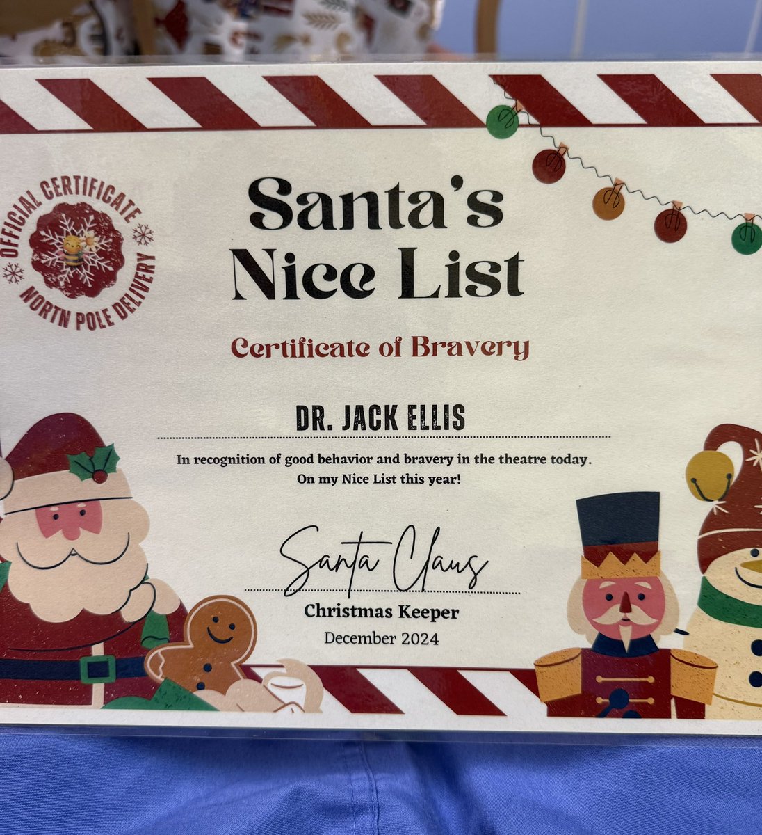 Rewarded for being a good boy in theatre this morning 😇 🎅🏼