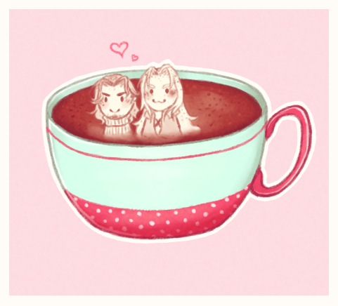 wingneery's tweet photo. #sephgealweek

day 3 - hot cocoa
may i offer you a cup of crisis gays in these trying times? :))

#sephgeal https://t.co/06SL5GIWlw