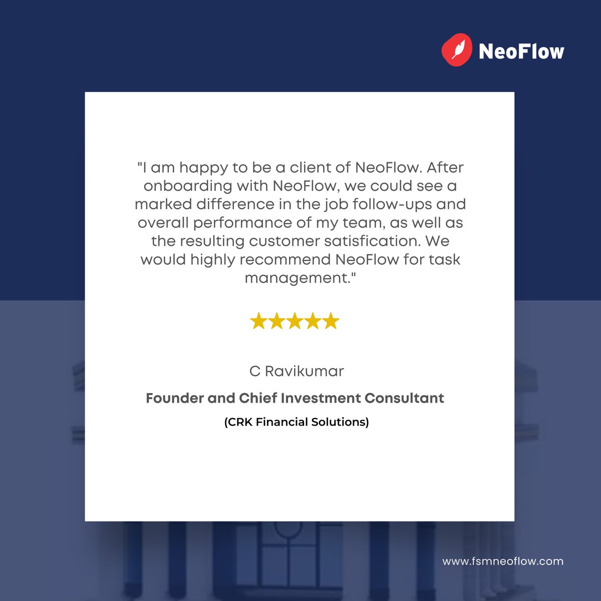 Neoflow_FSM's tweet image. 💼 NeoFlow makes complex processes seamless:

✔️ New customer onboarding

✔️ Claims processing

✔️ Case management

✔️ Field investigations &amp;amp; more!

fsmneoflow.com

#NeoFlow #TaskManagement #BFSISolutions #ClientSuccess #EfficiencyMatters