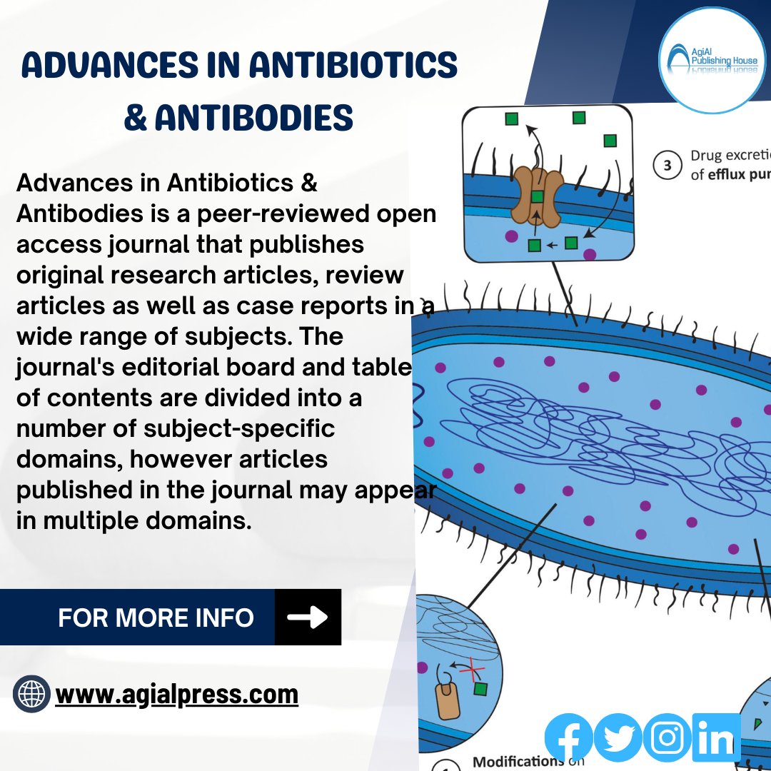 AgiAlPublishing's tweet image. 🧪💊Exciting breakthroughs in #Antibiotics &amp;amp; #Antibodies research! 🧪👩‍🔬 Calling all researchers to share their findings in our upcoming issues. Submit research article on healthier future together!📚🔬

#ScienceAdvancements #oriele #Antibiotics #Antibodies #PublishWithUs