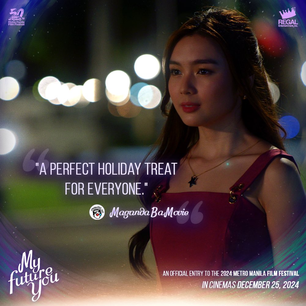 RegalFilms's tweet photo. Bonggabelya? Sa true! 

My Future You is the perfect holiday treat for your family this MMFF! See you in cinemas!

#MyFutureYouMMFF is part of the Metro Manila Film Festival. A film by Crisanto B. Aquino, produced by Regal Entertainment Inc

#FranSeth #MyFutureYouMMFF #FrancineDiaz #SethFedelin