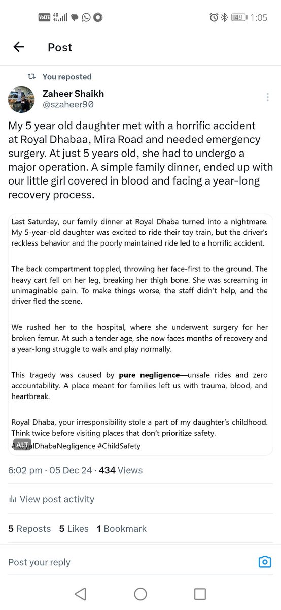 szaheer90's tweet photo. @DGPMaharashtra it has been over 3 weeks since we filed an FIR for my daughter Zunaira’s accident, and not a single action has been taken by police. The trauma of seeing the culprits roam freely, laughing and living their lives, while we suffer, is unbearable. How can the police be so casual? They don't even respond to us now, except with the same line: 'It’s under process.'

Our endless follow-ups lead nowhere. Is this what justice looks like? Is our case just another file to be buried under piles of raddi? As an ordinary citizen, I feel utterly helpless, frustrated, and heartbroken. If justice delayed is justice denied, then what hope do we have? #JusticeForZunaira #AccountabilityNow"