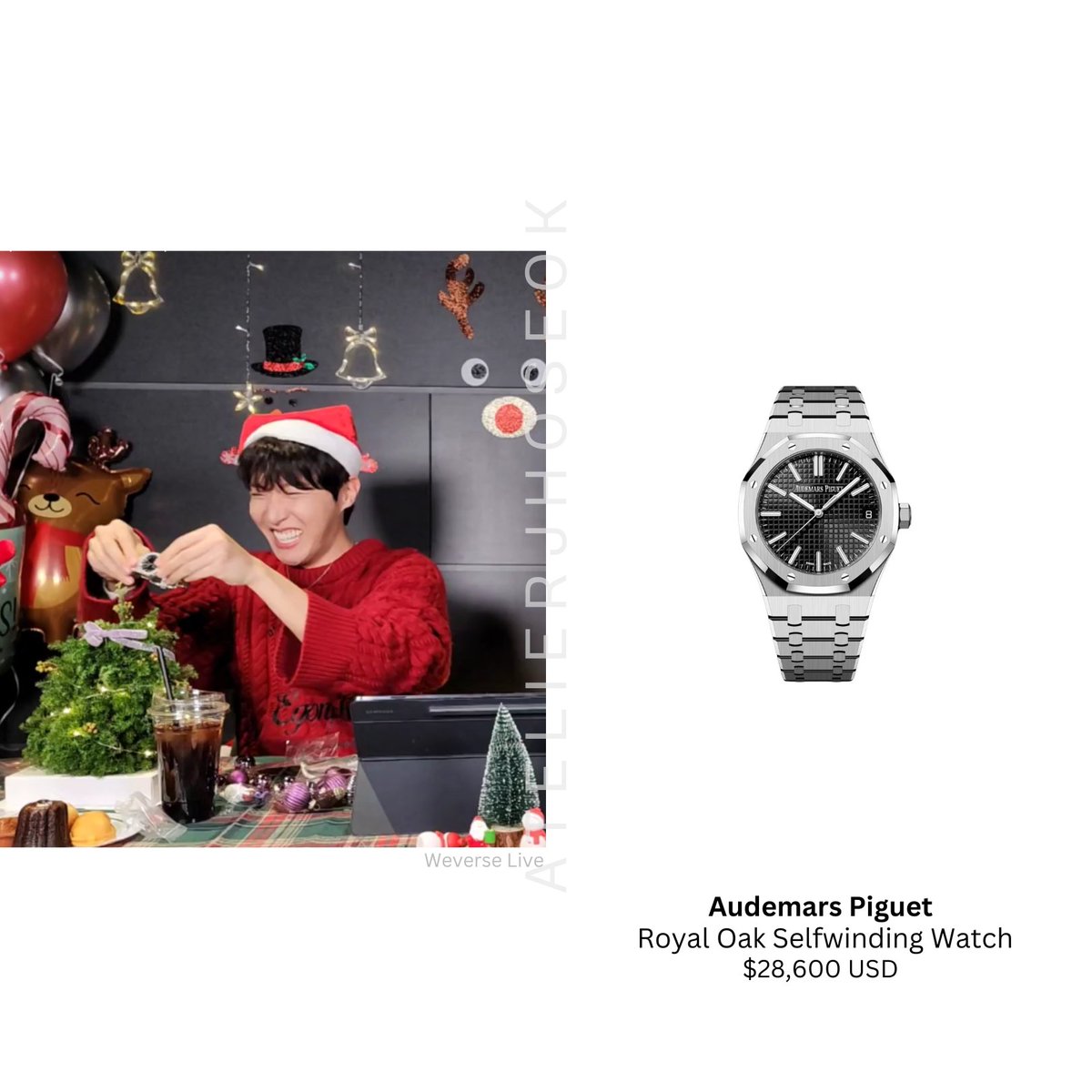 2024.12.23   hobi and Jin   Weverse Live

j-hope decorates his Christmas tree with the AP watch he was wearing.

#jhope #AudemarsPiguet