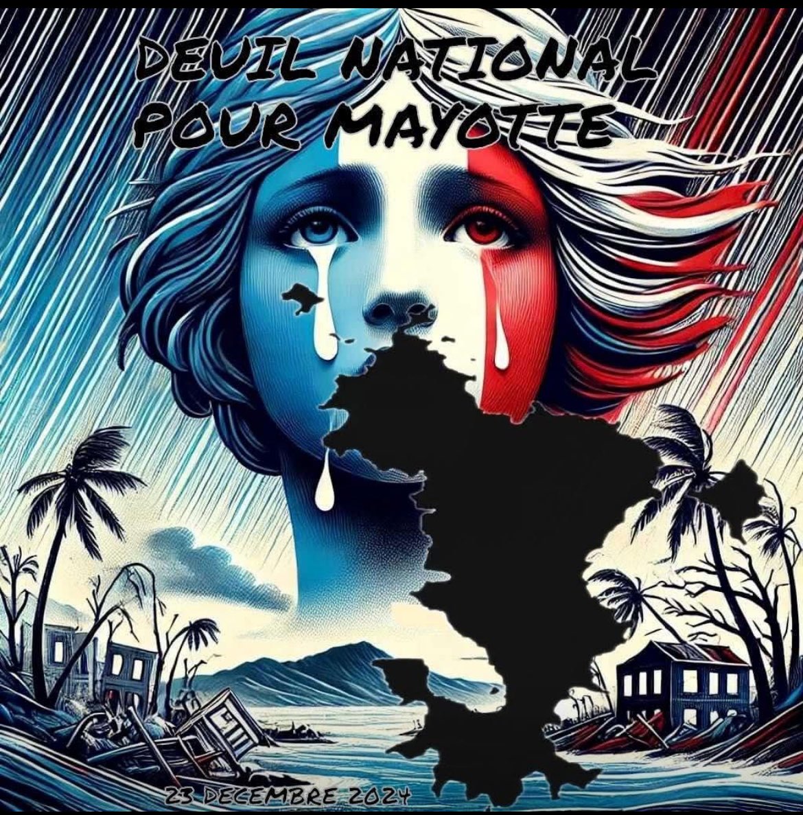 #DeuilNational #mayotte 🇫🇷⚫️

Hommage aux victimes du cyclone #chido et solidarité à leurs familles.
Courage à celles et ceux qui interviennent dans les pires conditions pour sauver nos compatriotes.

A 11h où que nous soyons, tenons la minute de silence 🙏