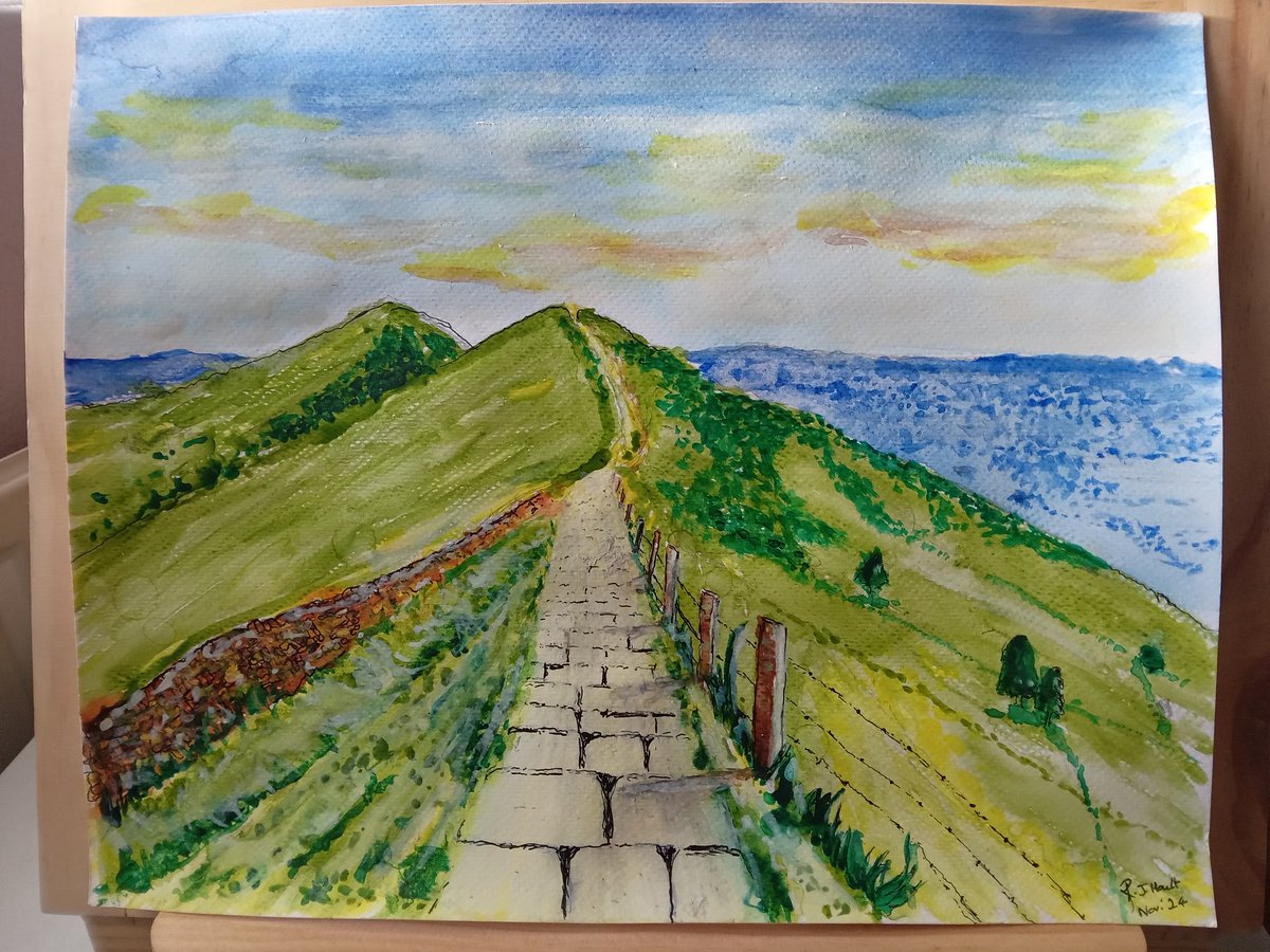 AnAccidentalAr1's tweet photo. Mam Tor.  Watercolour. https://t.co/wkbCHwudfN