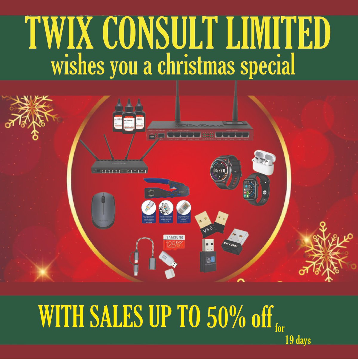 🎄 Wishing you a Merry Christmas from all of us at Twix Consult! 🎄
🎁 Your trusted supplier for IT and network accessories in Uganda.
📞 Call us now at 0775045337 for all your tech needs.
🎅 Let’s make this festive season special together!