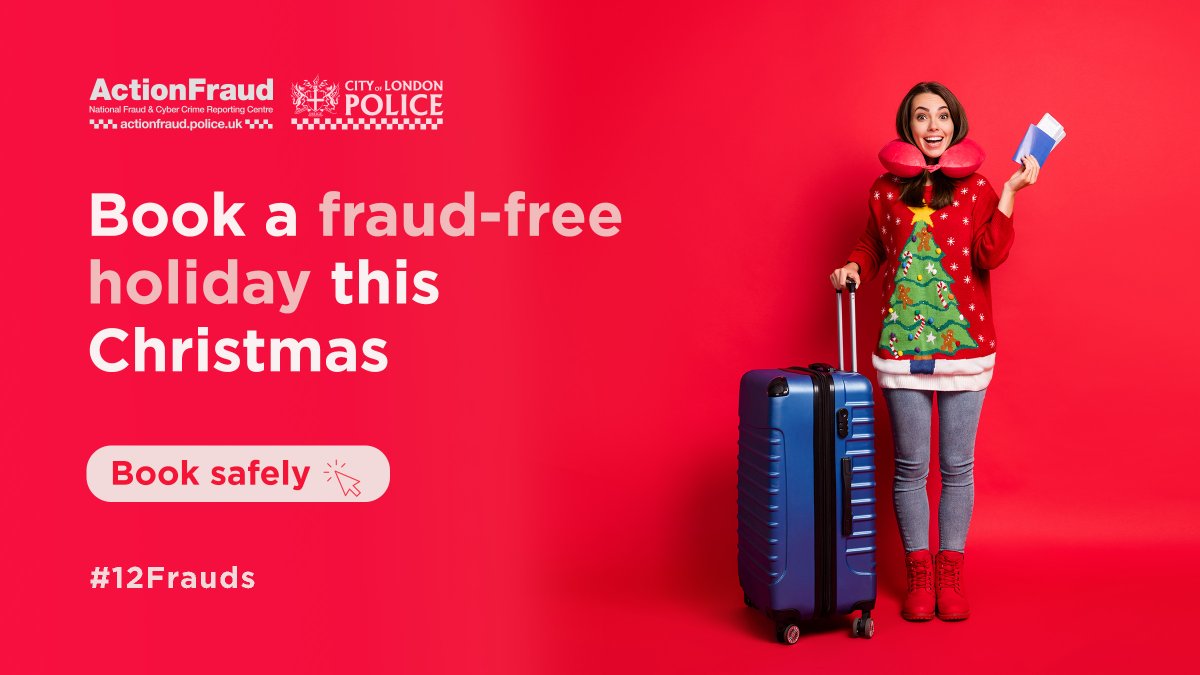 tsecrime's tweet photo. RT @ActionFraudUK: Don't let criminals ruin your holiday. If your'e planning a festive break online make sure you do your research and pay by secure means. And always always protect your personal information.
#12Frauds https://t.co/CB9qh9pJx8