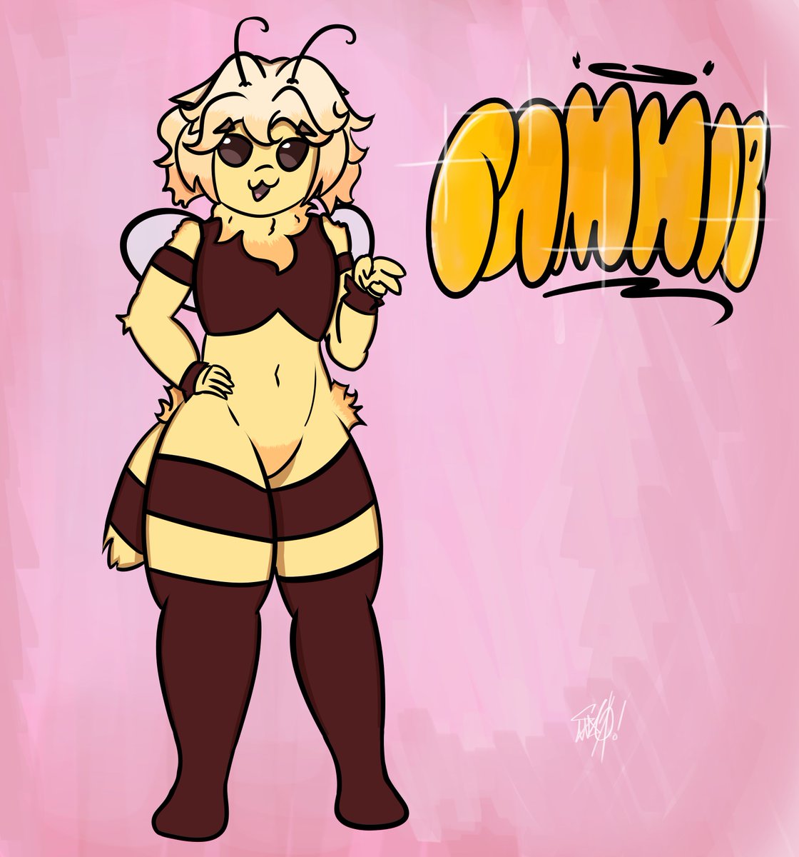 . <a href="/Cammie_swag/">Cammie!!!🎀Femboy VTuber</a> 's bee character is awesome so i drew it (reupload bc i messed up the first post apparently??)