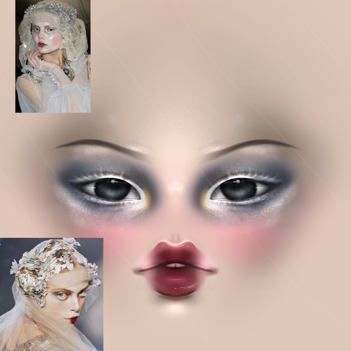 faithvirelli's tweet photo. kinda rushed, John Galliano  type of makeup❄️ https://t.co/T4Iwa1amJi