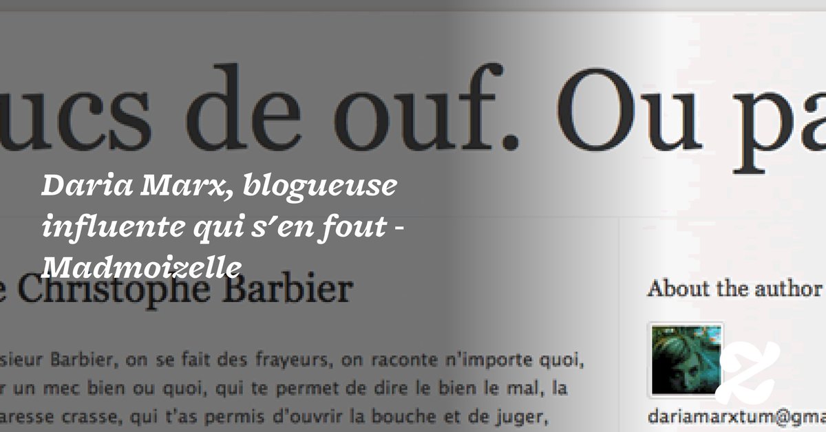 Daria Marx, blogueuse influente qui s’en fout
➡️ l.madmoizelle.com/G27