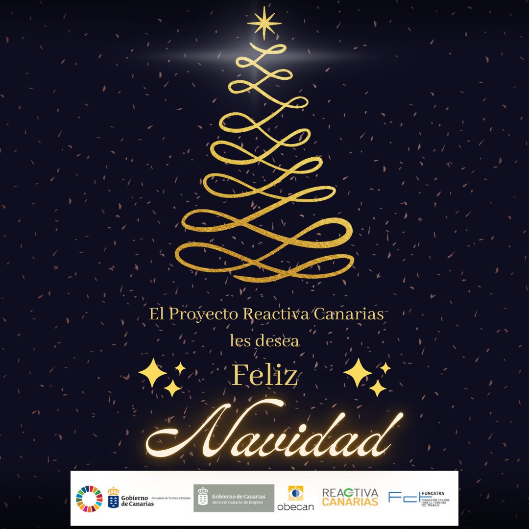 ReactCanarias's tweet photo. El Equipo del Proyecto Reactiva Canarias te desea unas Feliz Navidad. 🌟🌟 https://t.co/WIz78R2YzX