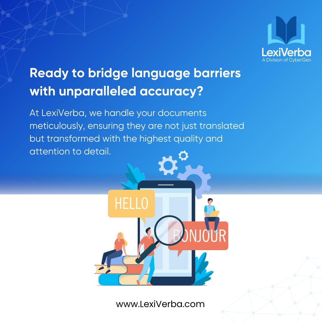 lexiverba's tweet image. Break language barriers instantly with Lexiverba! Speedy, precise, and accurate with a human touch. Get your documents translated today!

#Lexiverba #LanguageTranslation #BreakBarriers