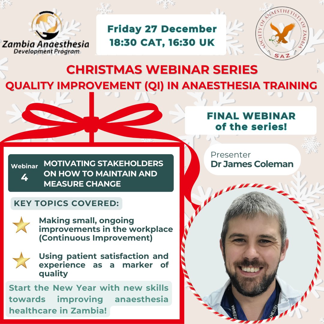 🎄 Join us for the final webinar of our 4-part expert-led series, happening this Friday 27 December! 🎄
✅ Already registered? Check your inbox for the calendar invite and Zoom link.
We can’t wait to see you there! Let’s learn and grow together. ✨
#qualityimprovement #saz #zadp