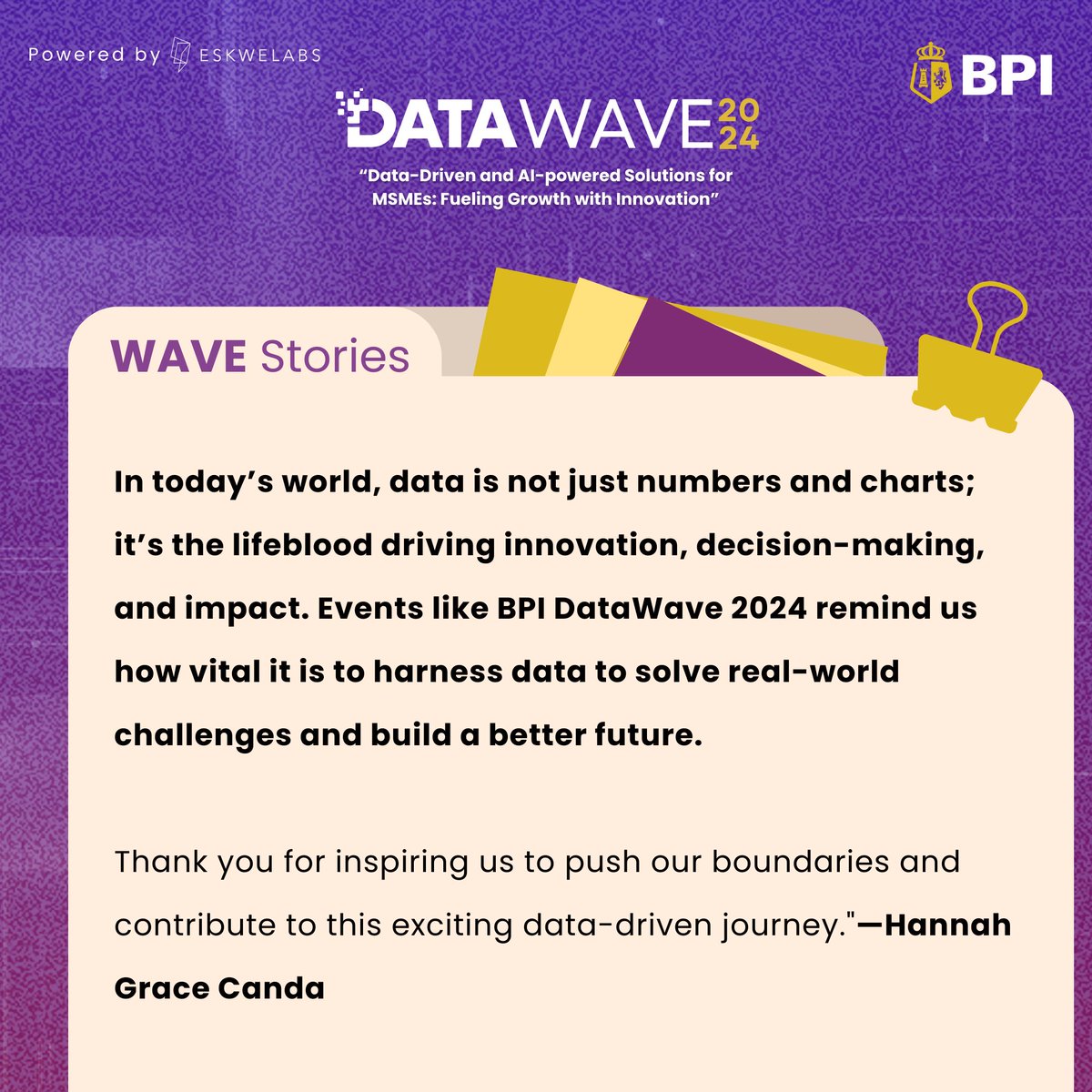 eskwelabs's tweet photo. Hannah's #BPIDATAWAVE2024 Story 🌊 https://t.co/3nTAUp3rq0