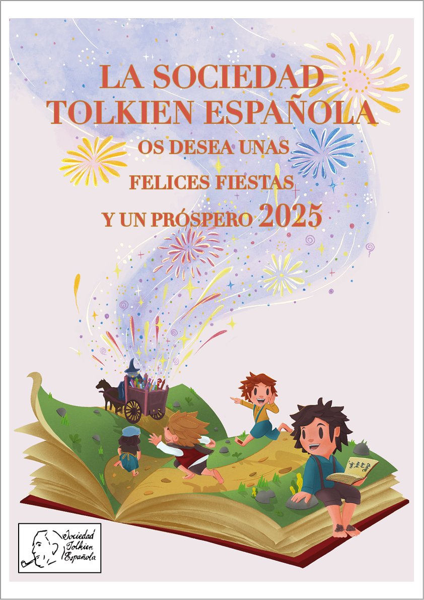 🎉 Queremos desearos que paséis unas felices fiestas y que 2025 llegue cargado de felicidad.  
Seguiremos trabajando para estudiar, compartir y disfrutar del legado de JRR Tolkien.   

🍾 ¡Brindamos a vuestra salud! 
______
🎨 Ilustración: Igor Perez "Tuk Insensato"