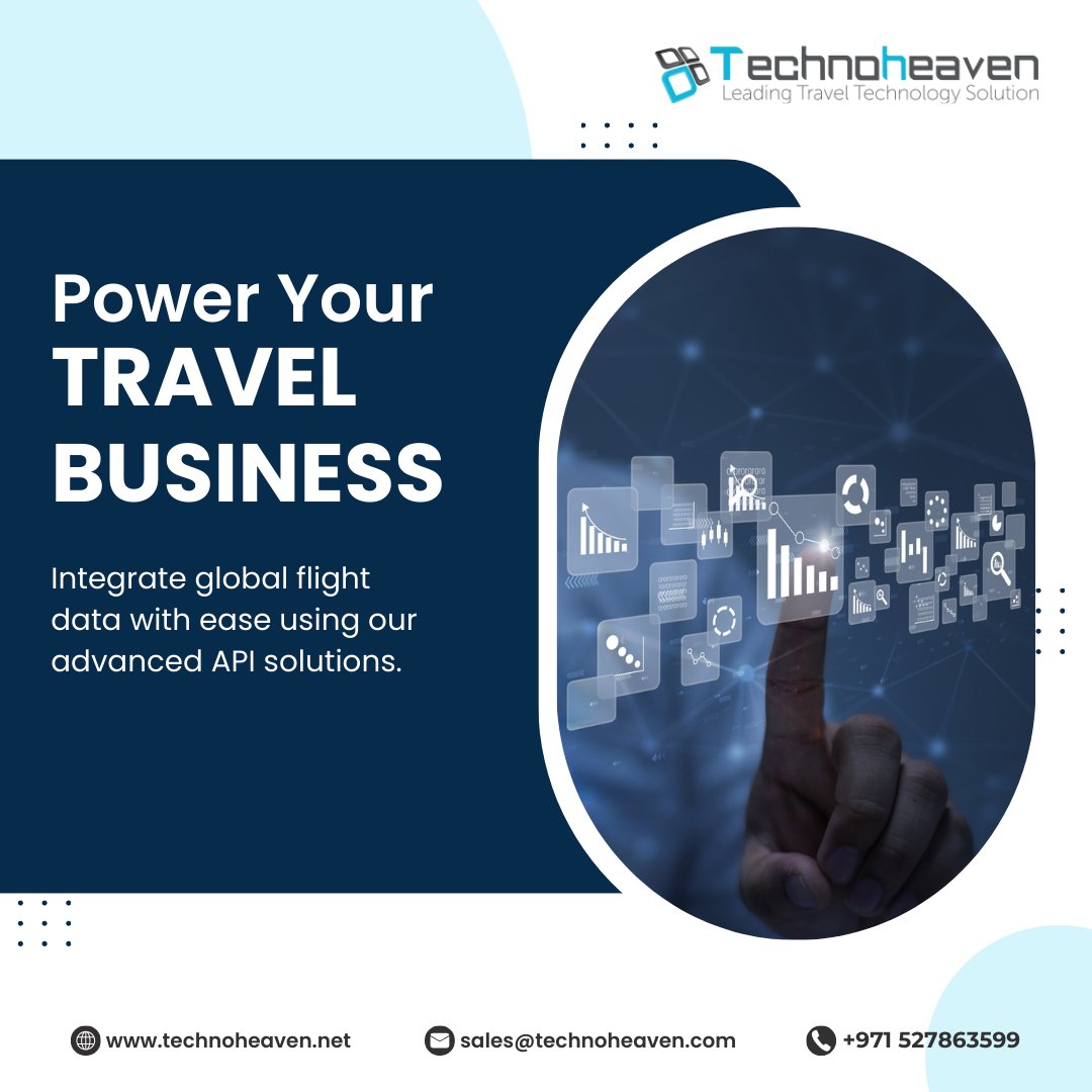 TechnoHeavenC's tweet image. Transform your travel business with cutting-edge technology! 🌍✨ Seamlessly integrate global flight data using Technoheaven's advanced API solutions. Your gateway to smarter travel tech. 🚀 
technoheaven.net/flight-api-pro…
#TravelTechnology #APISolutions #TravelBusiness