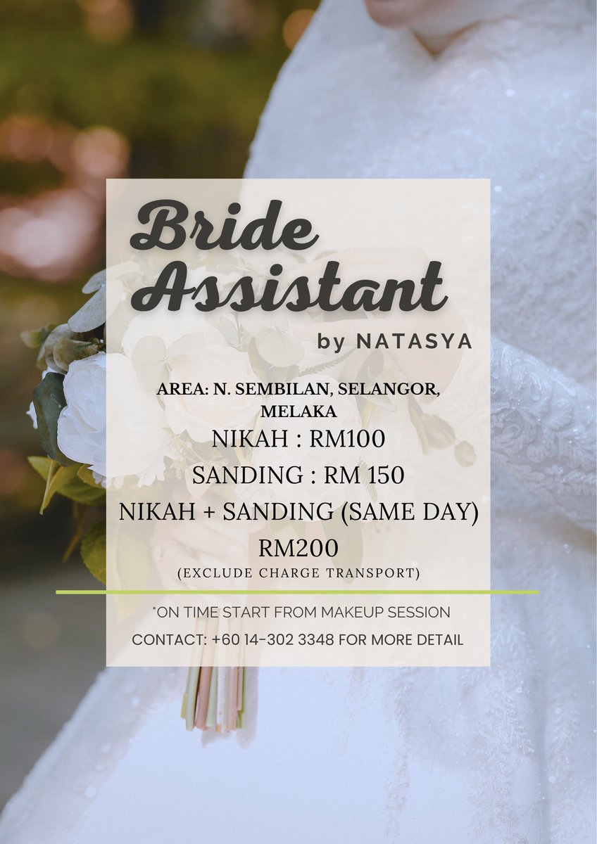 gadismilo99's tweet photo. Anyone Bride To Be Yang Nak Cari Bride Assistant Bole Ws 🥰 Area N9 , Melaka , Selangor &amp; KL #brideassistant https://t.co/HkCWkeEIr1