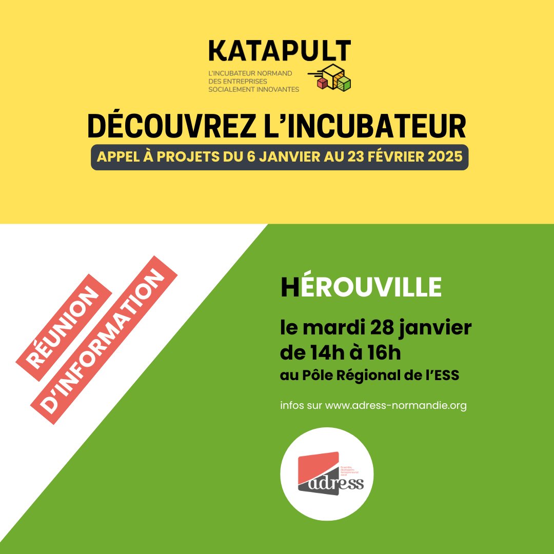 Caen Normandie Développement (@caendev) on Twitter photo AAP "Katapult" du 6.01 au 23.02. L’incubateur des entreprises innovantes de l’@ADRESSNormandie soutenu par <a href="/Caenlamer/">Caen la mer</a>
🔎 Réunion d'information | mardi 28 janvier | 14h à 16h, à Hérouville Saint-Clair.
➡️ Toutes les infos : caennormandiedeveloppement.fr/actualite/entr… AAP "Katapult" du 6.01 au 23.02. L’incubateur des entreprises innovantes de l’@ADRESSNormandie soutenu par <a href="/Caenlamer/">Caen la mer</a>
🔎 Réunion d'information | mardi 28 janvier | 14h à 16h, à Hérouville Saint-Clair.
➡️ Toutes les infos : caennormandiedeveloppement.fr/actualite/entr…
