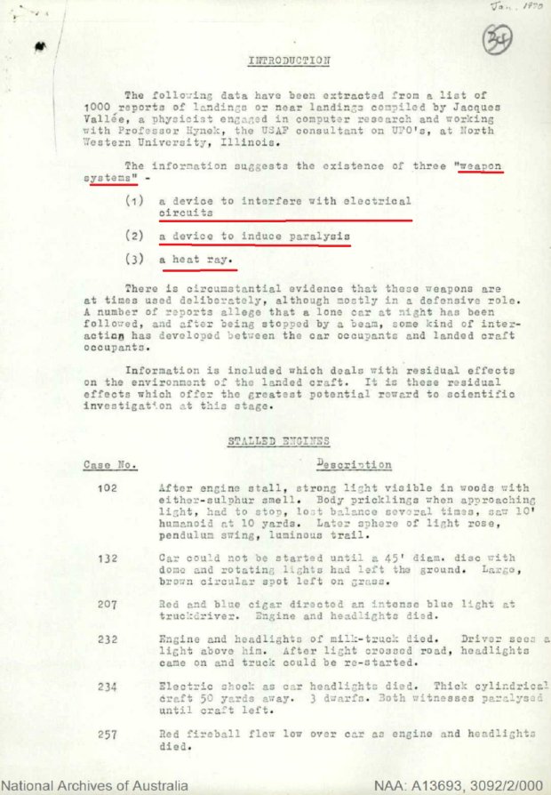 maniaUFO's tweet photo. Declassified Australian UFO report involves 'cat-faced' and dwarf aliens.
Under the "Stalled Engines," it reads on page 27 that a vehicle stalled within the vicinity of a transparent mushroom-shaped object that had occupants inside with "cat-like" faces. Page 32 features Case 144, France, which states that two individuals came into contact with two "dwarfs" who used an object to paralyze one of the individuals. National Archives of Australia: https://t.co/d1lh6NFxD3 
Read more: https://t.co/EA0C7SgjsV 
#ufomania #Aliens #ancientaliens @catturd2 @LueElizondo @Tsoukalos @nickpopemod