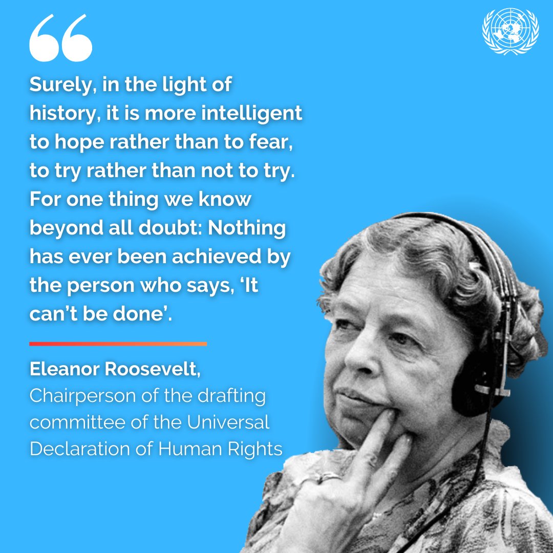 “Surely, in the light of history, it is more intelligent to hope rather than to fear, to try rather than not to try. 

For one thing we know beyond all doubt: Nothing has ever been achieved by the person who says, ‘It can’t be done’.” 

- Eleanor Roosevelt

#MondayMotivation