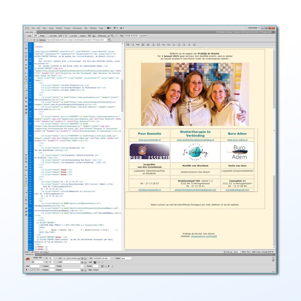 Lichting98's tweet photo. Bezig met de website van logopedie Praktijk de Muntel. 
💻 Old school in HTML 
Zie: https://t.co/AW9hDWUFJb https://t.co/LW8SCKfyzG
