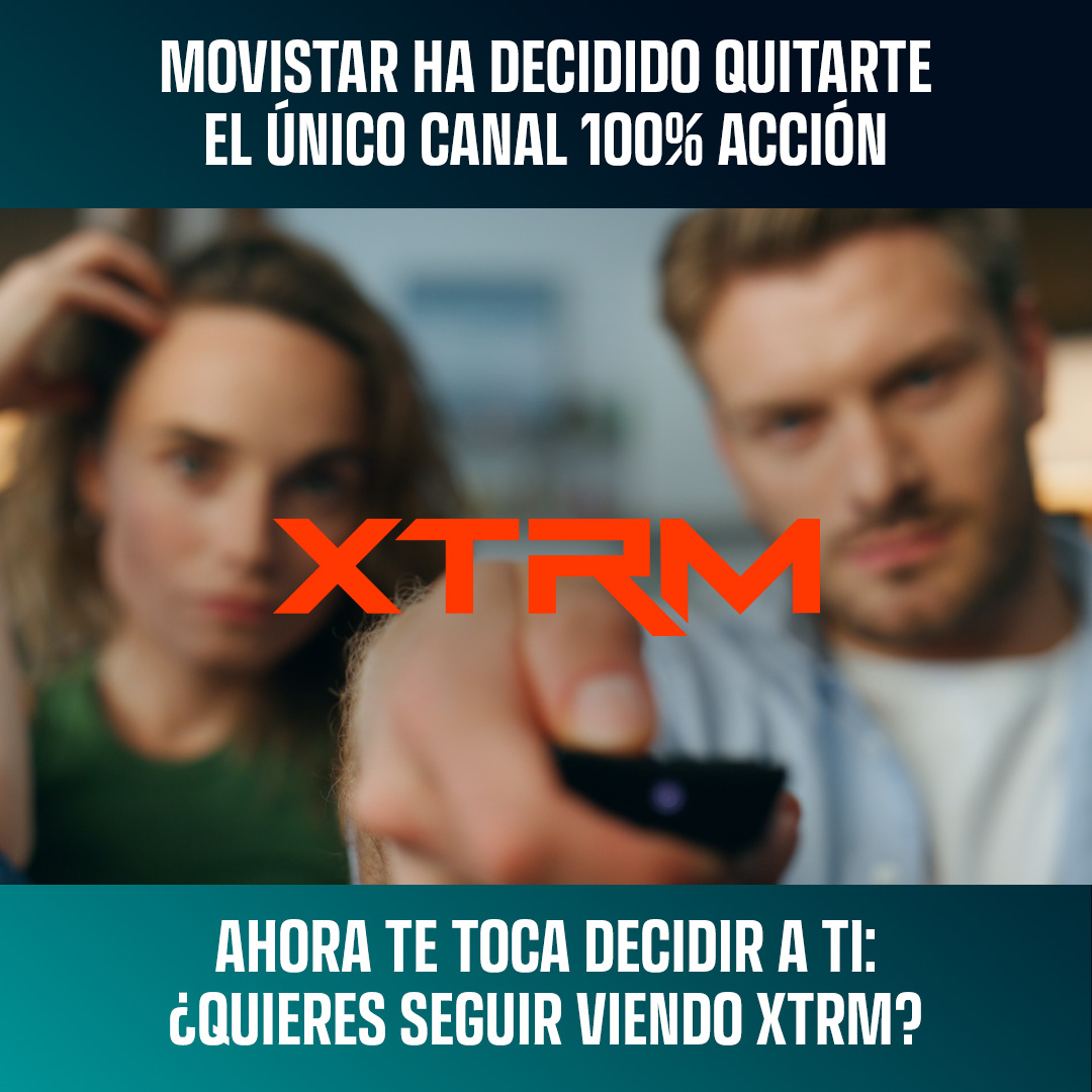El 1 de enero Movistar te quita XTRM, el único canal 100% acción, y 13 canales más. Puedes seguir viéndolo en TODOS los demás operadores de TV y suscribiéndote a AMC SELEKT en Prime Video. #AdiosMovistar